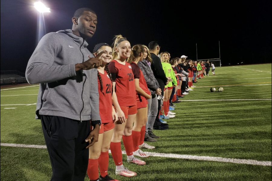 Recognizing their chosen teacher, the girls soccer team takes the field for the final time in the 2020-2021 season when the Redhawks host Lone Star Tuesday in District 9-5A play. The 5:30 p.m. kick off will be the final time the teams 14 seniors play for the Redhawks (2020 file picture).
