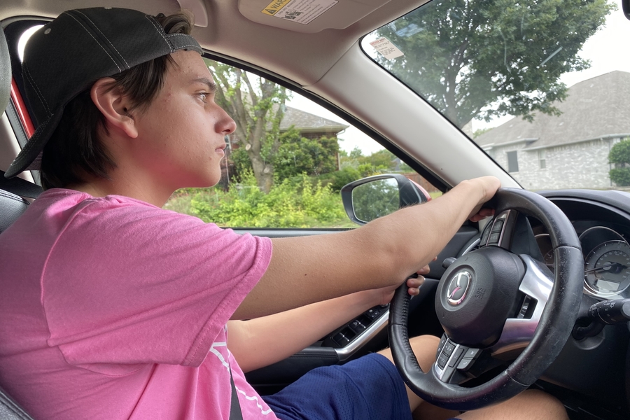 Freshman Andrew Jauregui takes advantage of the extra time on his hand to improve his driving skills. Although its encouraged to stay home, some students are  still committed to passing their drivers test.