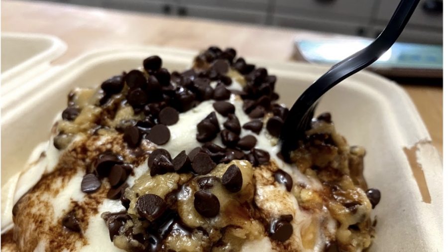 Cinnaholics Cookie Monster Roll is a customer favorite, made with various forms of chocolate. 
