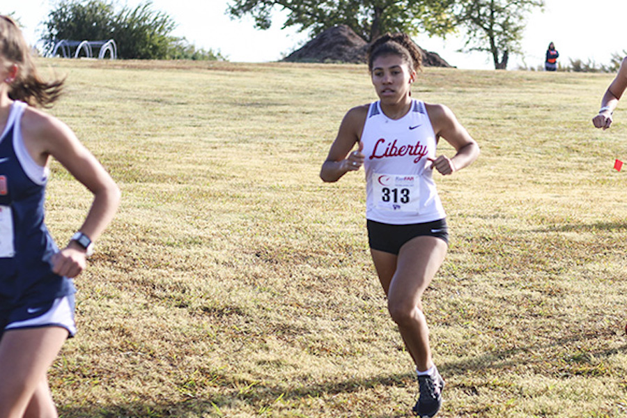 Only two athletes competed for the girls in the Cross Country meet on Saturday. Junior Jada Williams was one of the two who fought through the rough course.