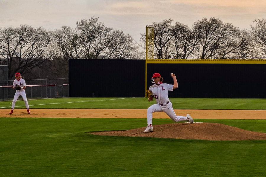 Baseball hosted the Titians Tuesday night for their season opener. The team came up on top with the help of junior Lawson Towne, the game ended 8-3.