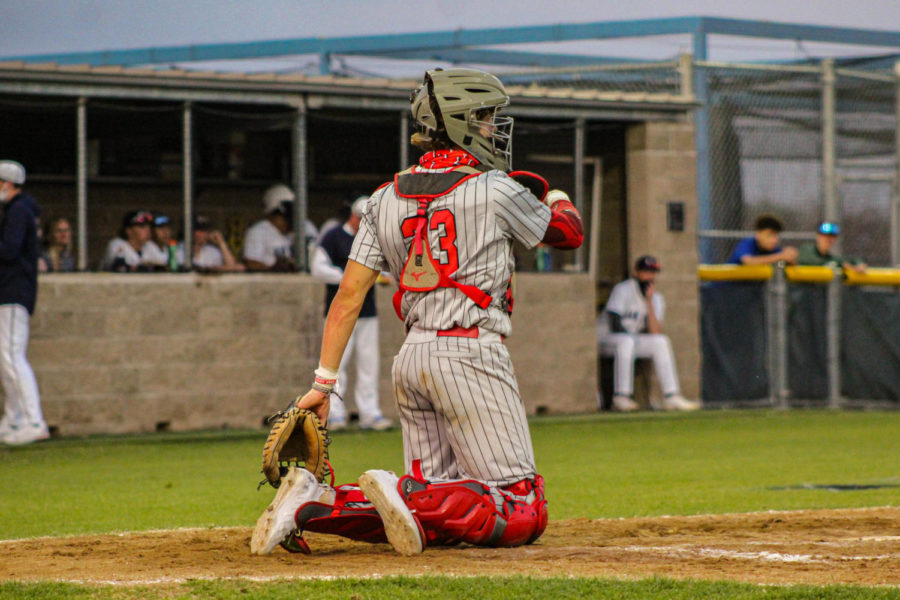 Looking to catch a win, baseball takes on the Heritage Coyotes on Friday. “We’re still learning as a team, especially with the younger guys, but we’re meshing and finding our style,” senior Jack Dehnisch said. 
