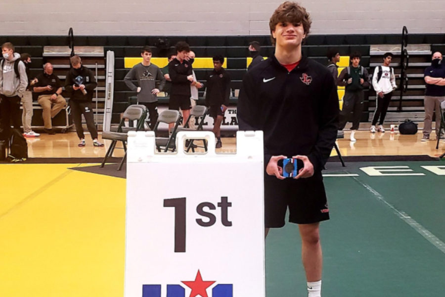 Continuing his undefeated season, sophomore Mitchell Borynack took first place in the 126 lbs. weight division of the District 8-5A wrestling tournament at Lebanon Trail High School. Also advancing on Wednesday were juniors Cole Hebert 2nd (138 lbs,) and 
Nihar Jalla 3rd (113 lbs.). The rest of the Redhawks wrestling team competes Friday at Lebanon Trail HS. 