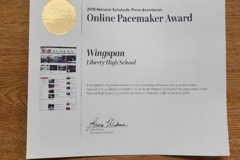 For the 6th year in a row, the National Scholastic Press Association has named Wingspan a Pacemaker. 
The Pacemaker is one of the highest honors for high school publications in the country. 

“I’d say that the main thing that sets us apart is that we don’t view ourselves as just a high school newspaper, but rather a real daily paper,” editor-in-chief, senior Aaron Boehmer said. “We put in the same effort and structure as say, the community impact or the Dallas Morning News, with deadlines and goals, prioritizing both quality and quantity.”

