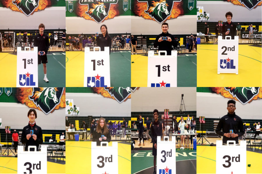 Finishing in top three of their respective weight classes,  Mitchell Borynack, Stephanie Qiu, Michael Breslav, 
Cole Hebert, Seth Hayes, Mercede Alvarez, Nihar Jalla, and De’Leon Freeman advanced out the of the District 8-5A District tournament at Lebanon Trail High School. 