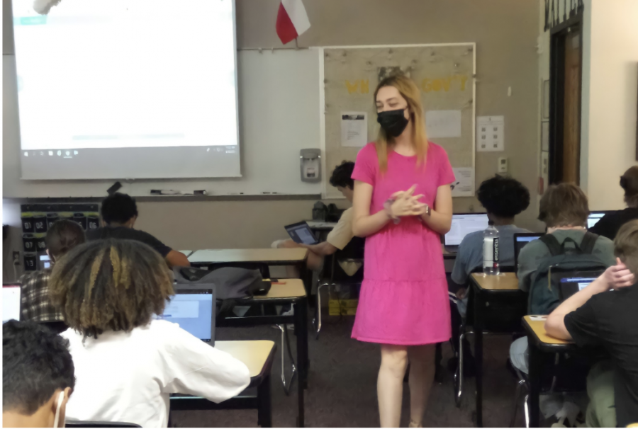 Graduating for Austin College, Carly Myers now finds herself teaching social studies classes. 