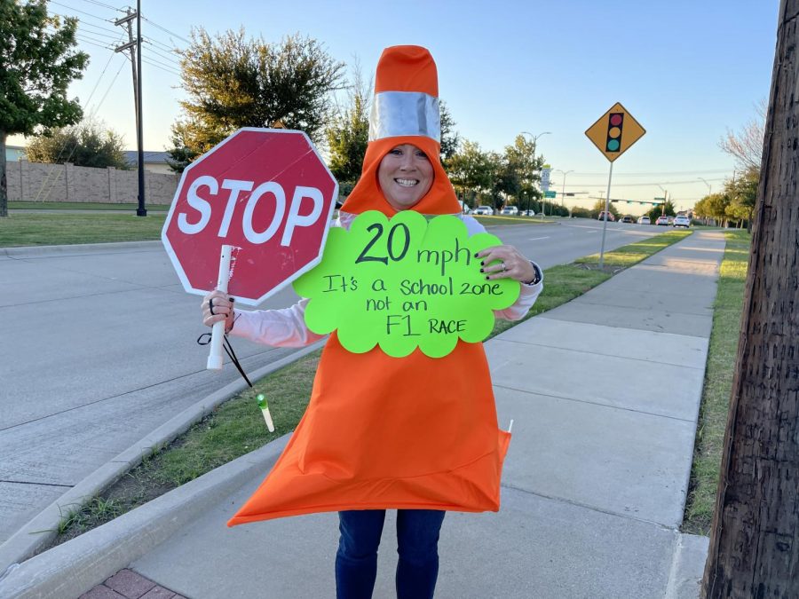 Pearson Middle School teachers have started to dress up while cross guarding. The goal is to attract enough from drivers, that nobody goes above the speed limit in the school zone, making for a safe walk to and from school for students. 