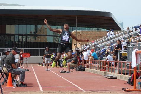 Saving his best for last, senior Chris Johnson won the UIL 5A state long jump championship on his 6th and final try. Leaping a distance of 244.5, Johnsons gold medal in the long jump comes one year after Johnson helped the boys team win the state championship in 2021.