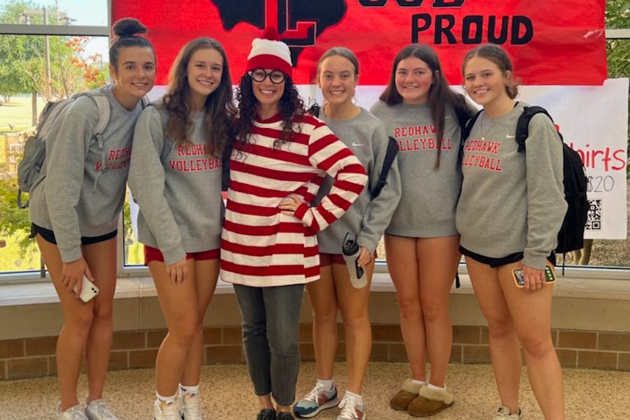 Associate principal Brooke Fesco found in the rotunda by a group of students. The game of Wheres Waldo is meant to get students to be okay with notifying staff if they see something suspicious, hence See Something Say Something.