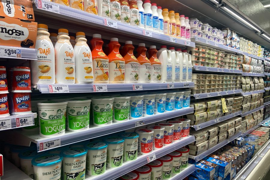 To accommodate to the high South Asian population in the area, in the dairy section, besides just greek yogurt, customers can find a variety of Indian yogurt including Lassi and Gopi.