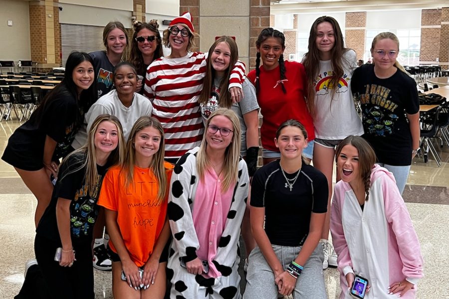 Students find principal Stacey Whaling dressed as Waldo. Whaling and the rest of the assistant principals havge been roaming the campus hallways dressed as Waldo, with students getting rewards if they report finding Waldo.