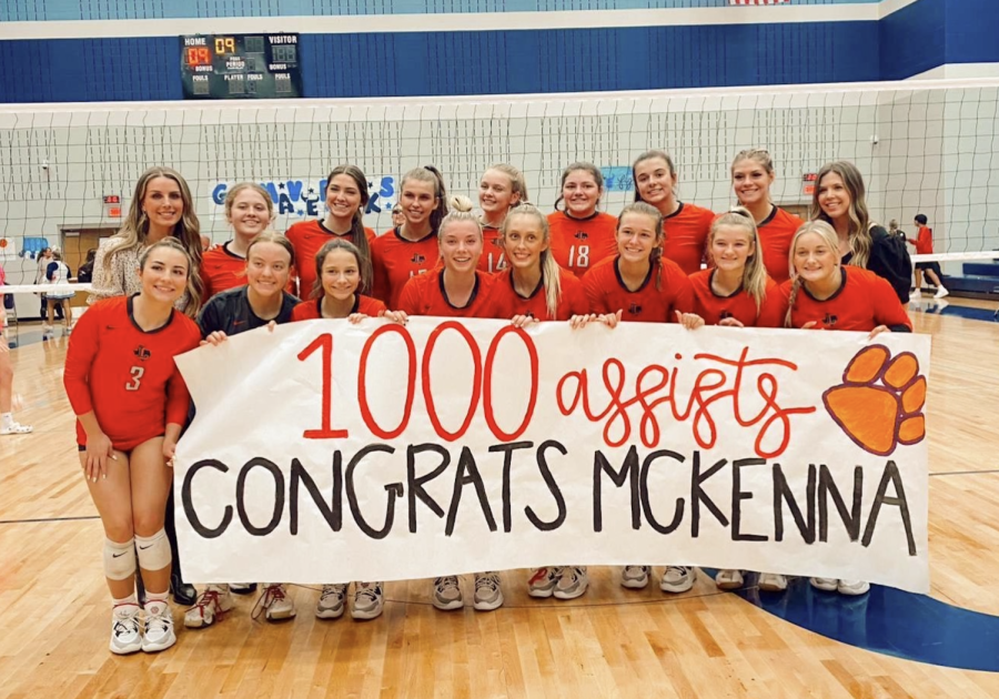Senior McKenna Gildon reached 1000 assists during Tuesdays game. She hit this goal within only a few months of taking over a new position, and believes this accomplishment will motivate her heading into the second round of district play.