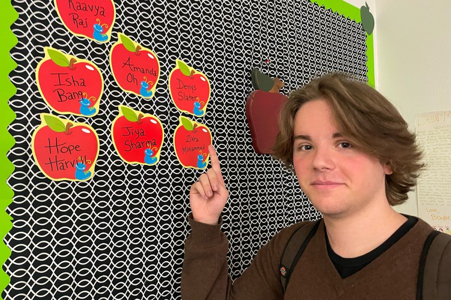 Senior Denys Slater is in advanced debate, and was awarded an apple earlier this year. For many students, such as Denys, the apple rewards helps students feel appreciated for their hard work.