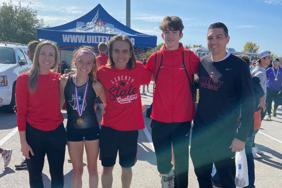 Three Redhawk runners, senior Andrew Jauregui (shown middle above), junior Sydni Wilkins (shown second to the left above), and freshman Srishti Shetty headed to the Texas UIL 5A State Championship meet on Saturday. They made their mark with an 8th place finish by Wilkins along with a 72nd place finish by Jauregui and 98th for Shetty.