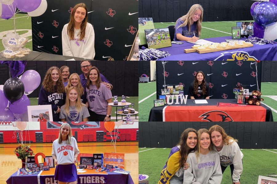 Six Redhawk athletes, seniors Lily Adams, McKenna Gildon, Reese Brown, Teagen Jaussi, Grace Deshetler, and Erica Defferding, officialized their commitment to continue their athletic careers beyond high school in the fieldhouse on Wednesday.