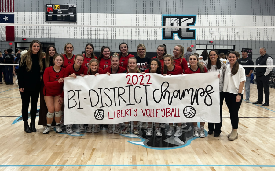 First+year+volleyball+head+coach+Eighmy+Dobbins+led+her+team+to+first+in+District+10-5A+and+continues+to+lead+them+through+their+playoff+run.+The+teams+success+is+no+suprise%3A+they+share+a+bond+with+their+coach+like+no+other.