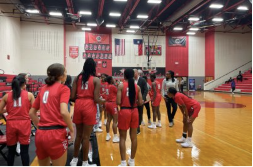 The+girls+basketball+team+saw+a+win+over+Lebanon+Trail+on+Friday%2C+holding+a+33+point+lead.+The+win+keeps+the+girls+in+first+place+in+District+10-5A%2C+and+brings+their+overall+record+to+9-1+in+district.