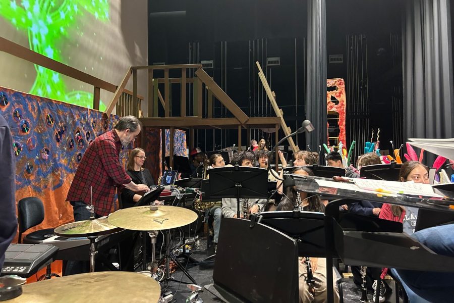 Band and orchestra students are working hard to prepare for the SpongeBob musical. The pit orchestra allows students to develop skills that will be important in traditional musical settings.