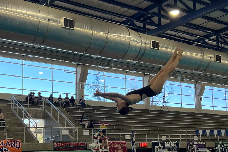 Finishing 2nd in the District 10-5A dive meet on Jan. 19, sophomore Aubrey Henderson is the Redhawks lone representative at Mondays 5A Region III meet at the Bruce Eubanks Natatorium. Henderson is also the lone diver on the girls diving team. 