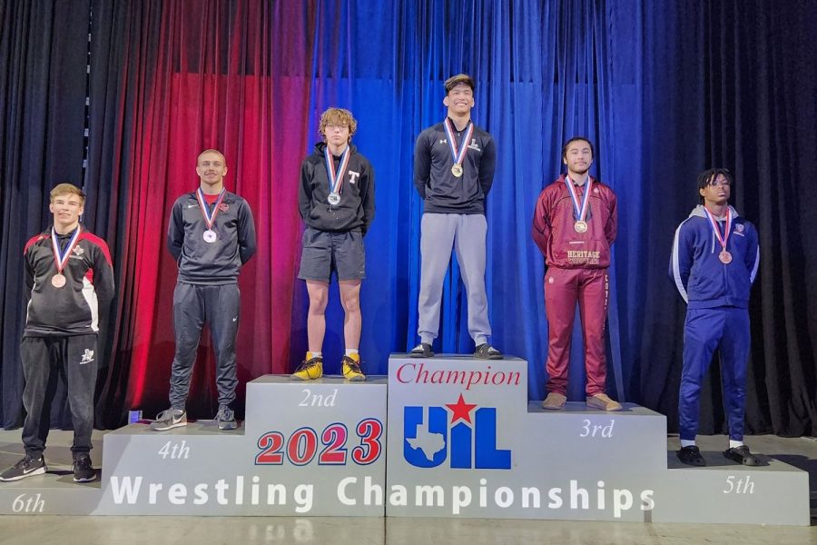 Senior James Ethan Harris with his 4th place finish at the UIL 5A State meet. After working toward this goal for four years, Harris feels this is an accomplishment.