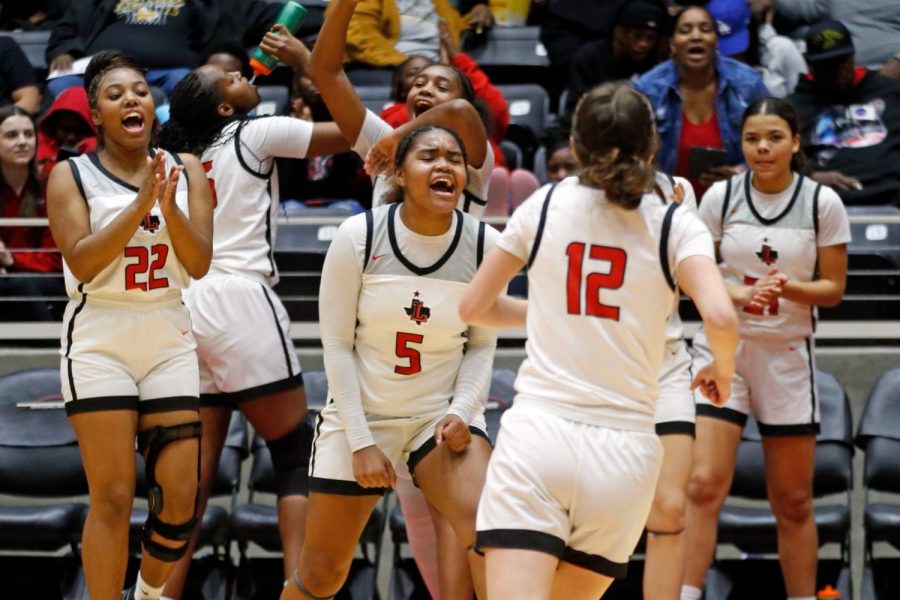 The+girls+basketball+team+hit+the+last+stop+in+their+journey%3A+the+UIL+5A+state+tournament.+For+the+fifth+time+in+school+history%2C+the+girls+basketball+team+is+making+an+appearance+with+hopes+of+taking+home+the+title.