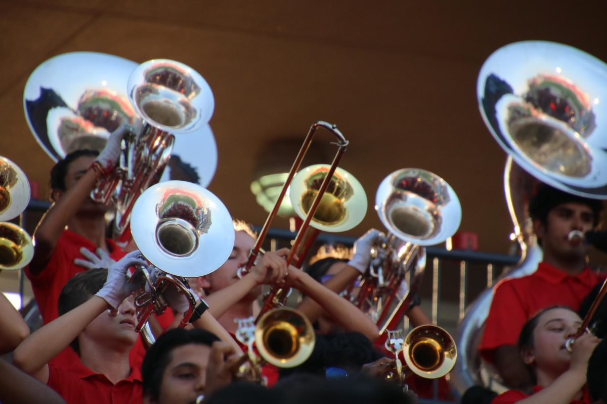 Playing in the stands is different from what the band will be doing at Tuesdays Marching Band Showcase where the Redhawks will perform its UIL halftime show. 