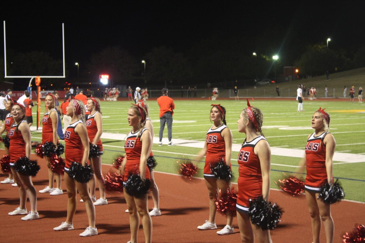 football game cheerleader field