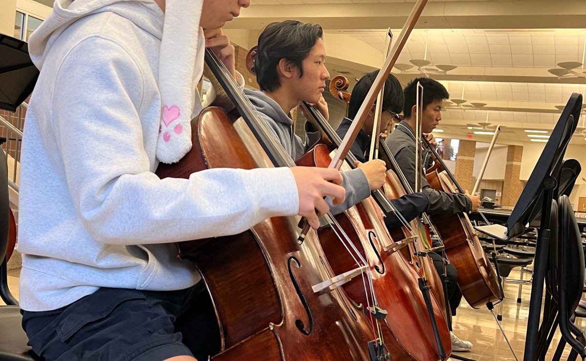 The orchestra used percussive elements such as pizzicato, stomping their feet, and screams to enhance their performance.
