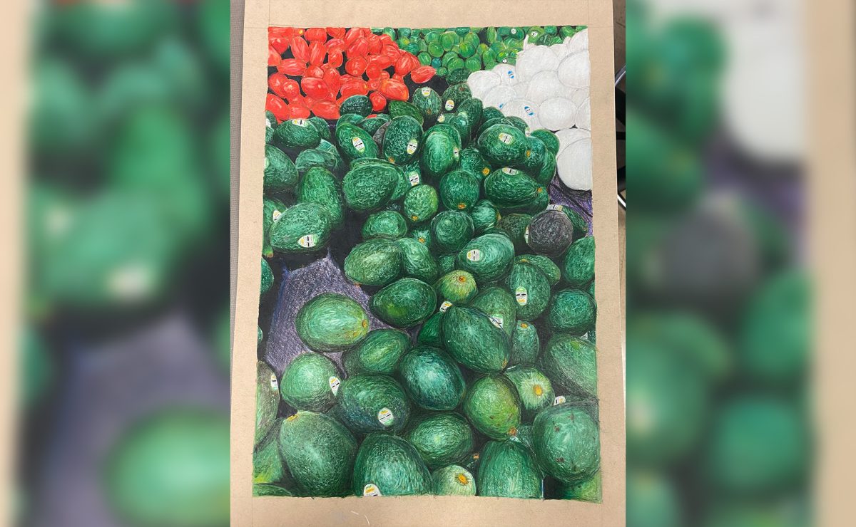 Dominic Ward “Avocados” - Similar to Joaquin Perez’s piece “Apples”, “Avocados” by Dominic Ward was also created to mimic a photo of produce at a grocery store. This artwork showcases the highlights on the avocados, which contrast against the dominantly green color scheme.

(In order to make all images the same size some were stretched and blurred with the originally sized image centered).