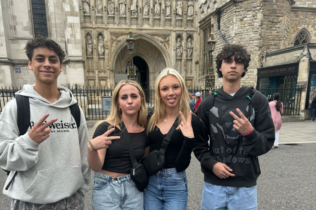 For many student, they have never been out of the country. This summer select students had the opportunity to visit six different European countries including England. Pictured are Zach Monell, Bea Dunlop, Addyson Schick, and Faysal Shawwa in front of Westminster Abbey in London. 