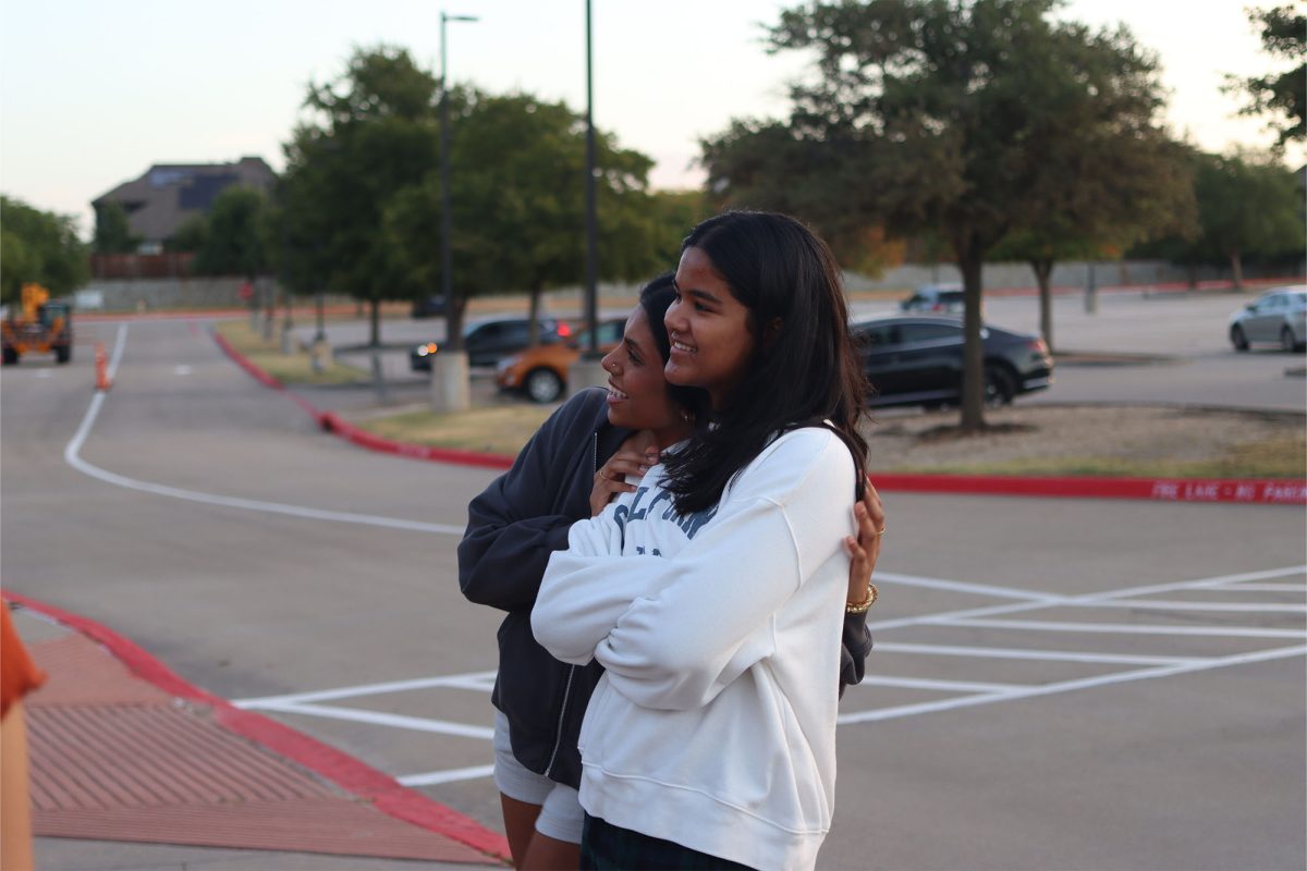 Seniors Anvi Saxena and Sheen Saxena attend the first senior-tailored event, Senior Sunrise on the friday of the first week of school.