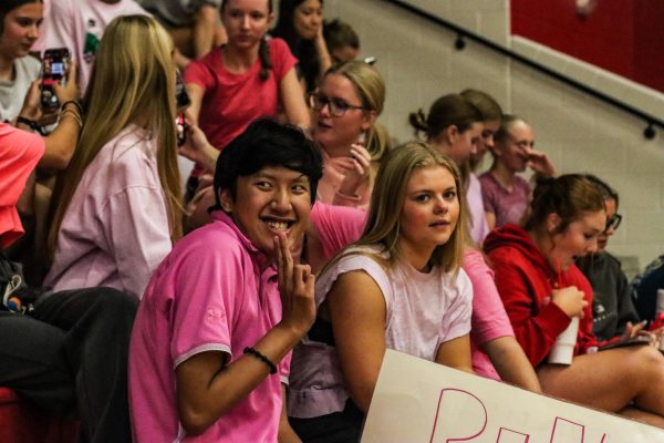 Best Buddies made a special appearance at the Volleyball game on Friday to cheer on their team and show support for Breast Cancer Awareness month. 