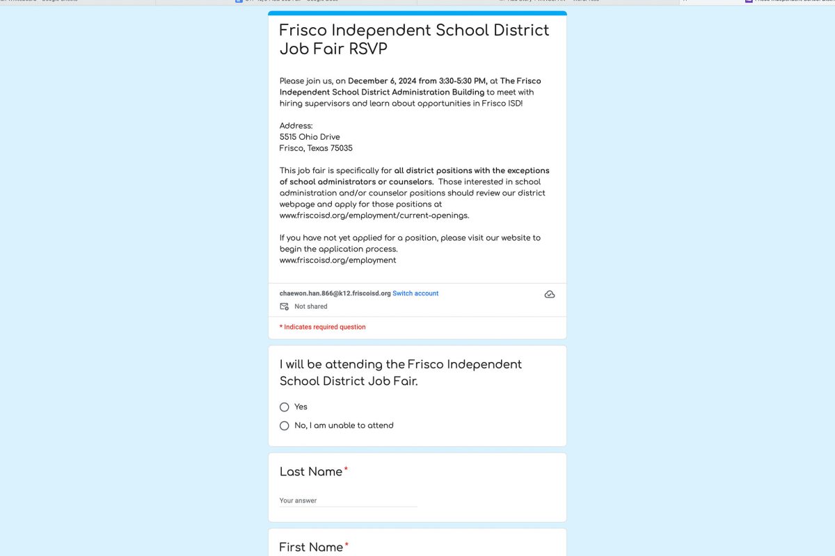 Frisco ISD is hosting a job fair for all district positions except administrators and counselors. It will be held at the administrative building in Friday Dec. 6. 