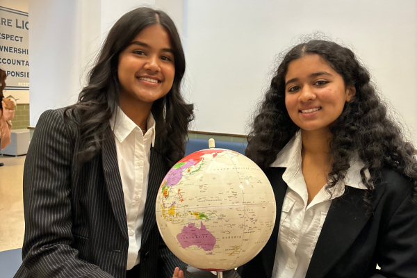 Pictured left Anvi Saxena and Aashi Oswal left will head to districts Saturday for the Business Professional Students of America competition along with other Redhawks.