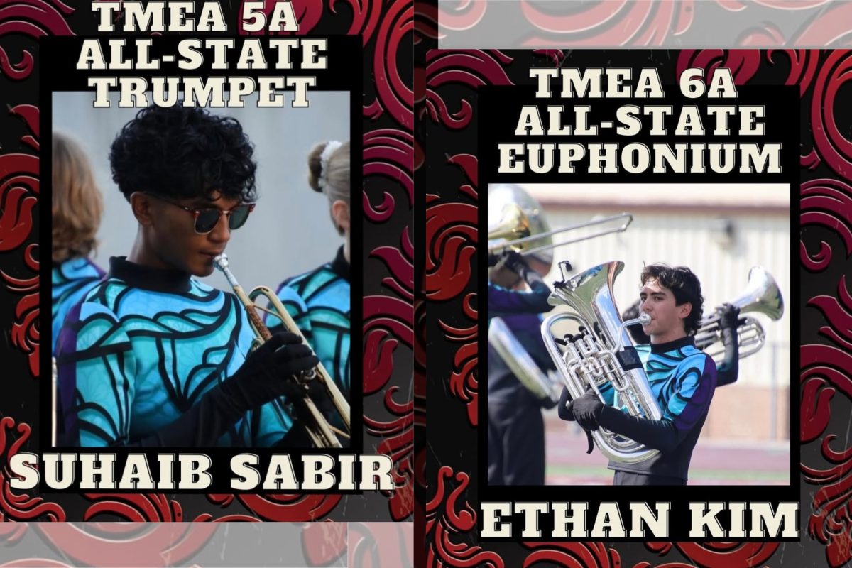 Senior trumpetist Suhaib Sabir and euphoniumist Ethan Kim are leaving the Nest this February to represent the Redhawks at the TMEA Convention in San Antonio, after making the TMEA All-State Band.