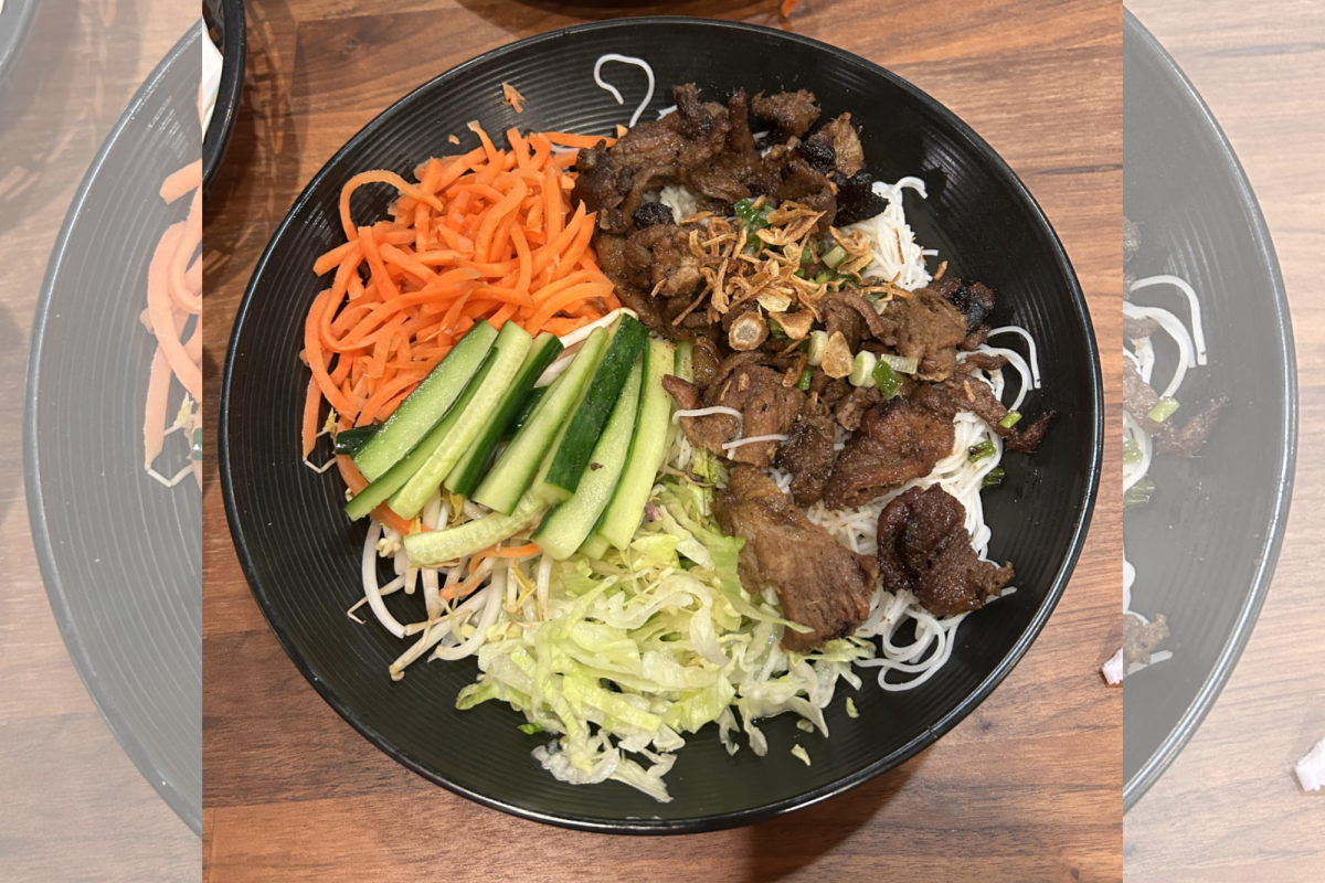 A local Vietnamese restaurant, PhoMac promises diners a homey atmosphere with  a plethora of pho-flavored foods. Pictured above is the Vermicelli Bowl with Pork.