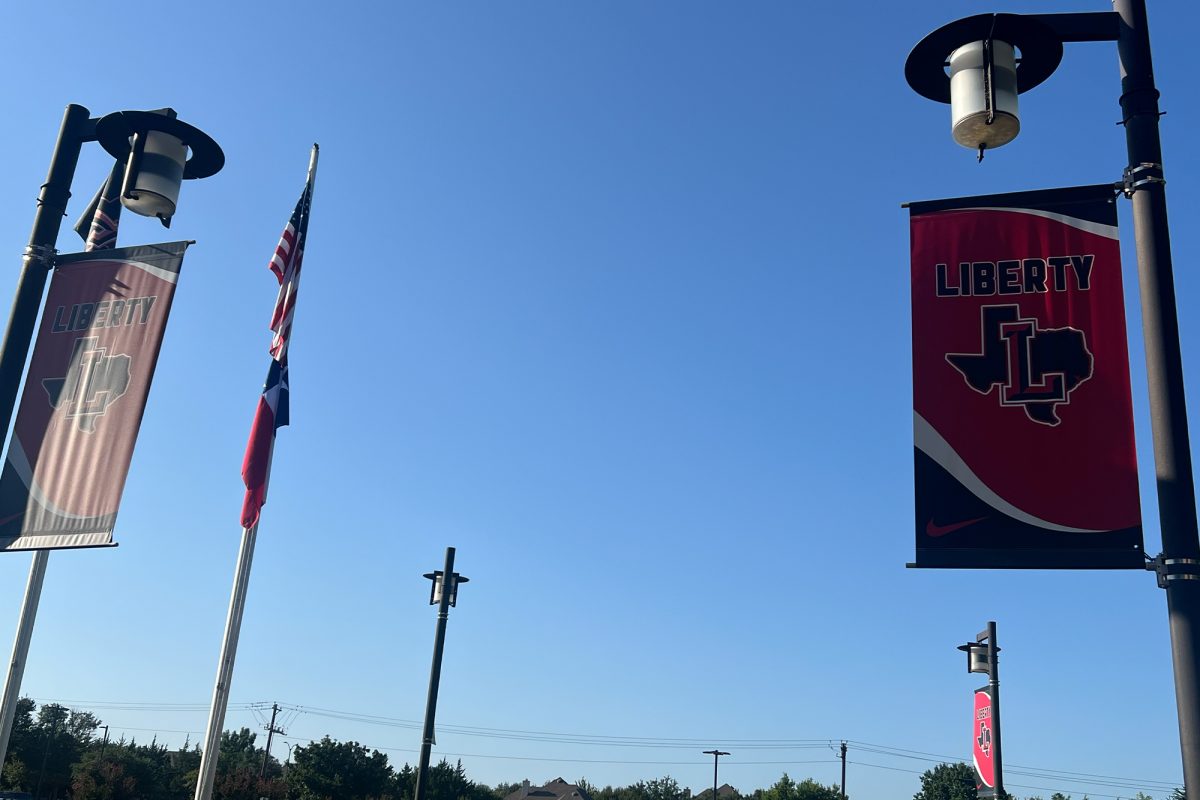 Liberty banners outside school