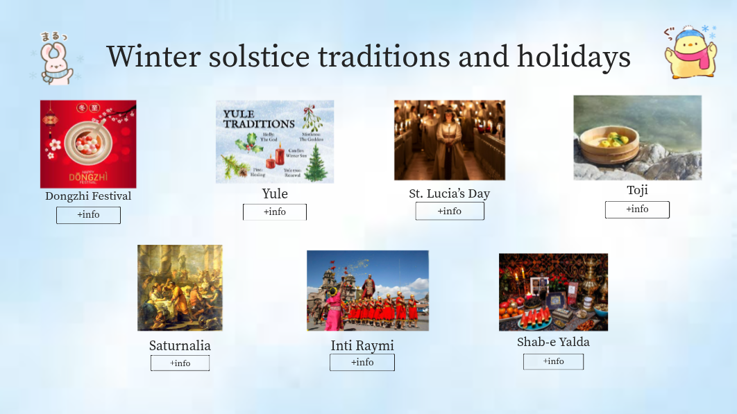 Winter solstice traditions and Holidays