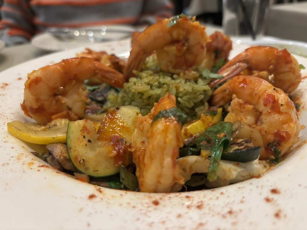 Anasofia's shrimp ala diabla is spicy but scrumptious, with a crunch in each bite. The impressive plate consisted of cilantro rice mounted in the middle, with shrimp spiraling around it. 