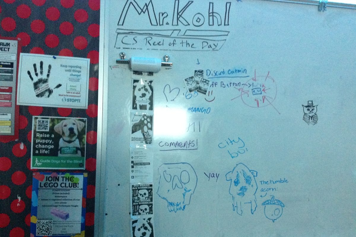 With the implementation of HB 1481, a junior in Blake Kohl's Computer Science A class has found a new way to "scroll" in class: through printing and drawing memes. 