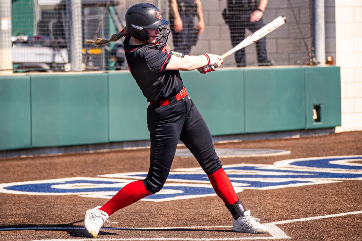 Inclement weather delayed the softball team’s (2-1 in District 11-5A play) game at Centennial (1-2) from Saturday at noon to 7:00 p.m. Monday, but the Redhawks still notched a 9-1 win over their district rivals.
