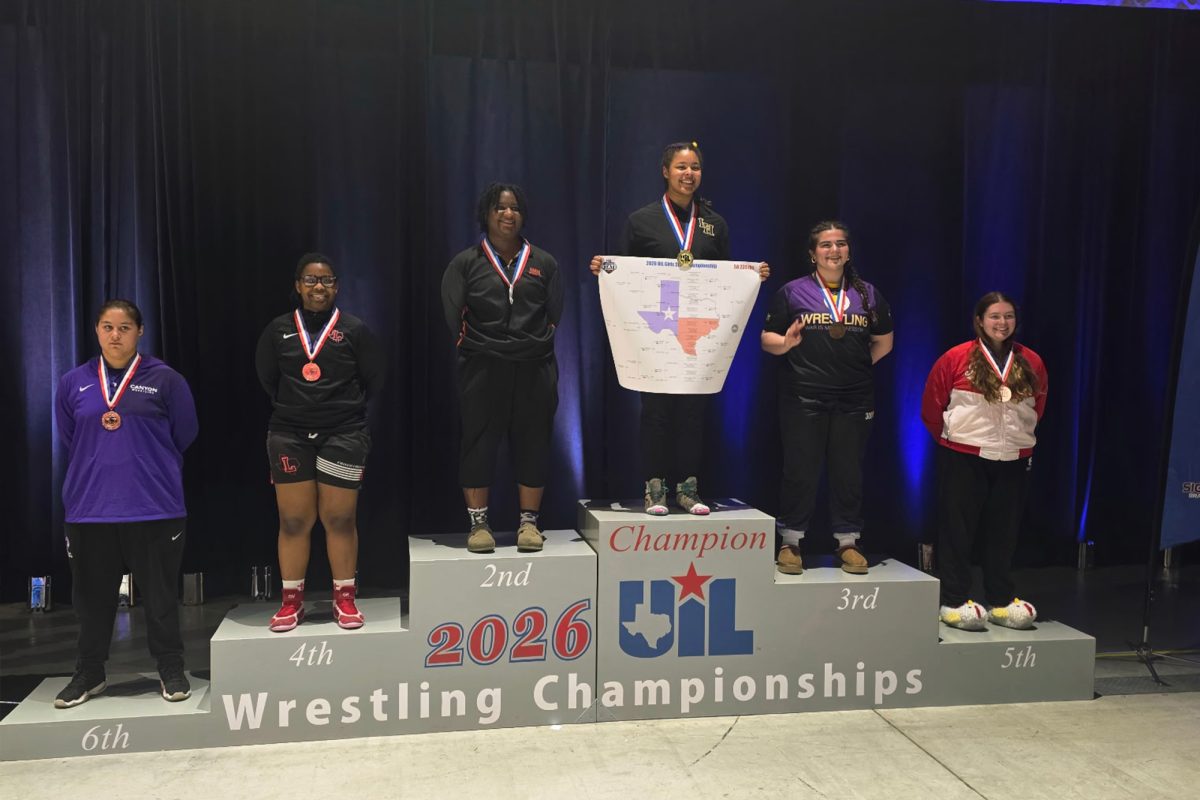 After four months of competition, the wrestling season came to a close at the state meet, held Friday and Saturday at the Berry Center in northwest Houston. Two of the four Redhawk wrestlers competing in the event secured podium finishes, with seniors Dani Banks and Angel Machiri placing second and fourth in the 190-pound and 235-pound weight classes, respectively.